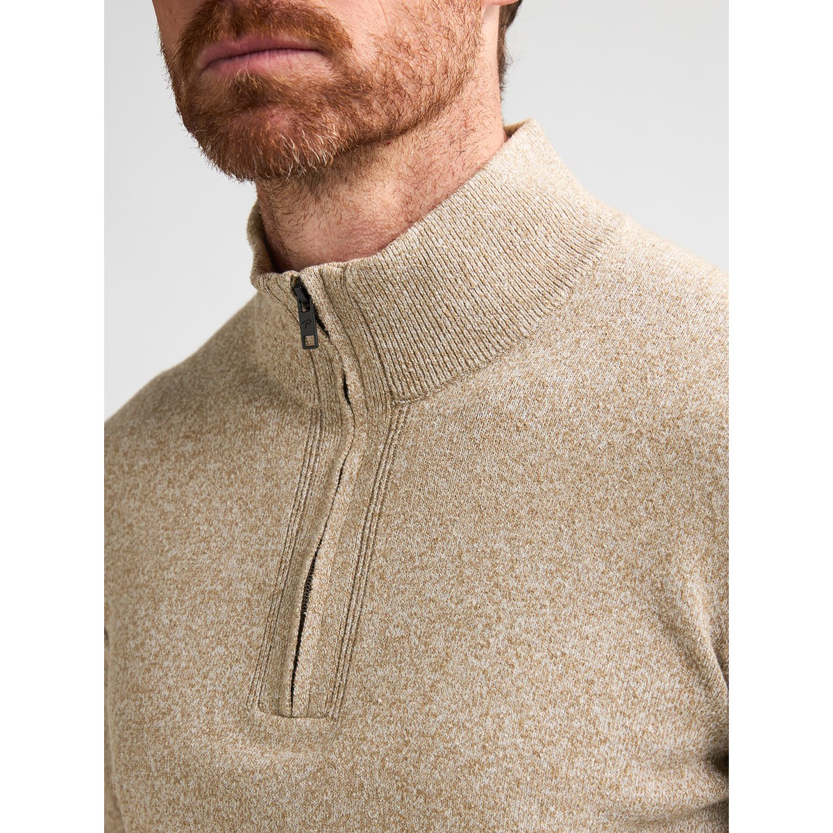 Pull côtelé avec col zippé ashford orange oak, PETROL INDUSTRIES