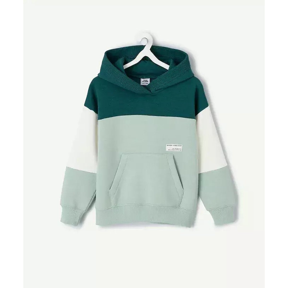 Sweat avec capuche color block, en molleton vert, TAPE A L'OEIL