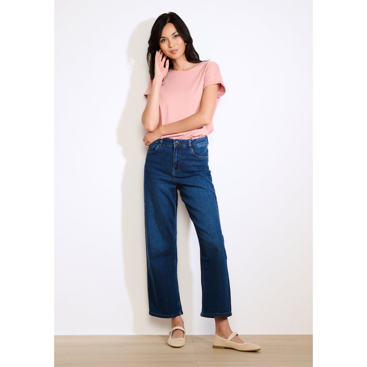 Jean taille haute large dark blue, LOLALIZA