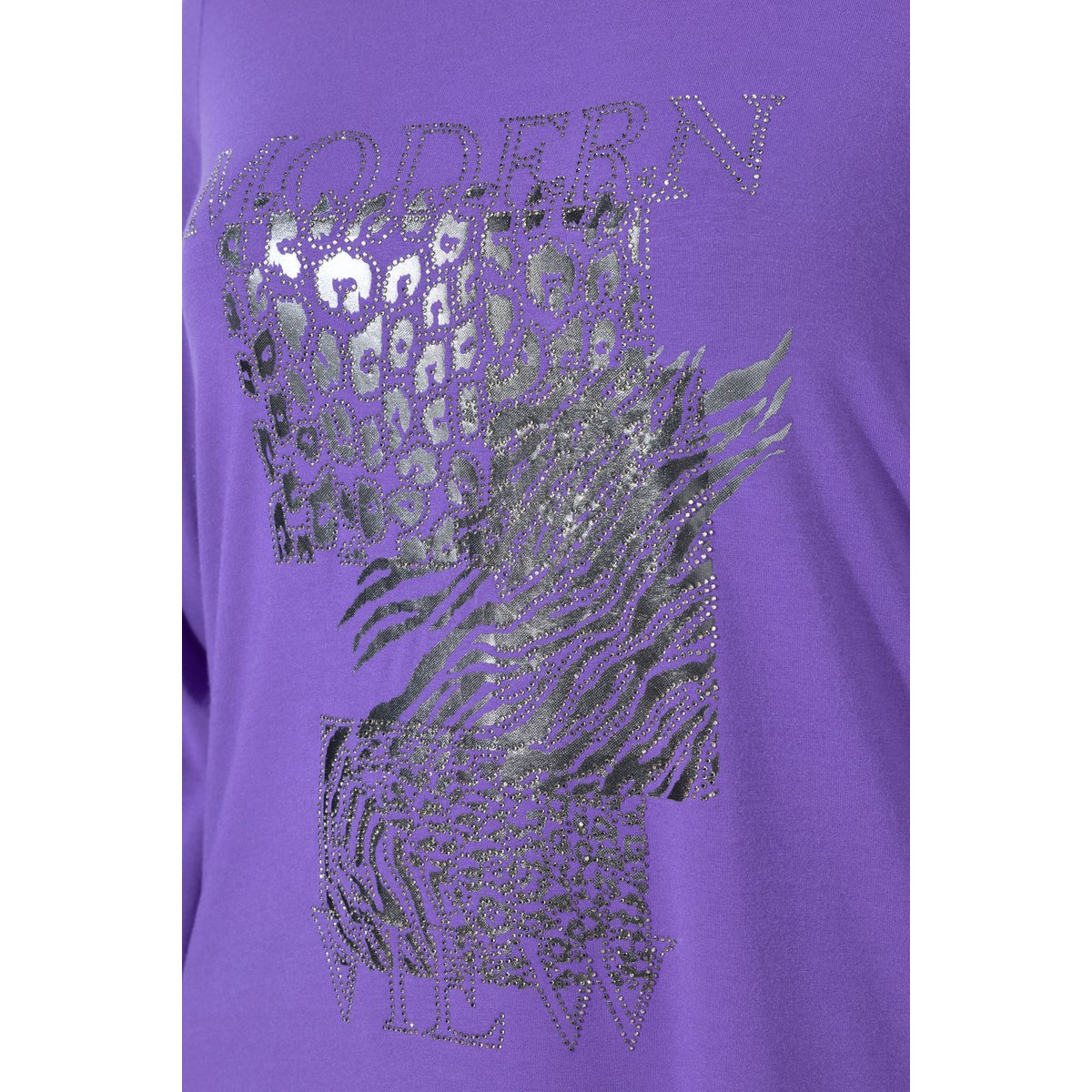 T-shirt avec strass fantaisie violet, ULLA POPKEN