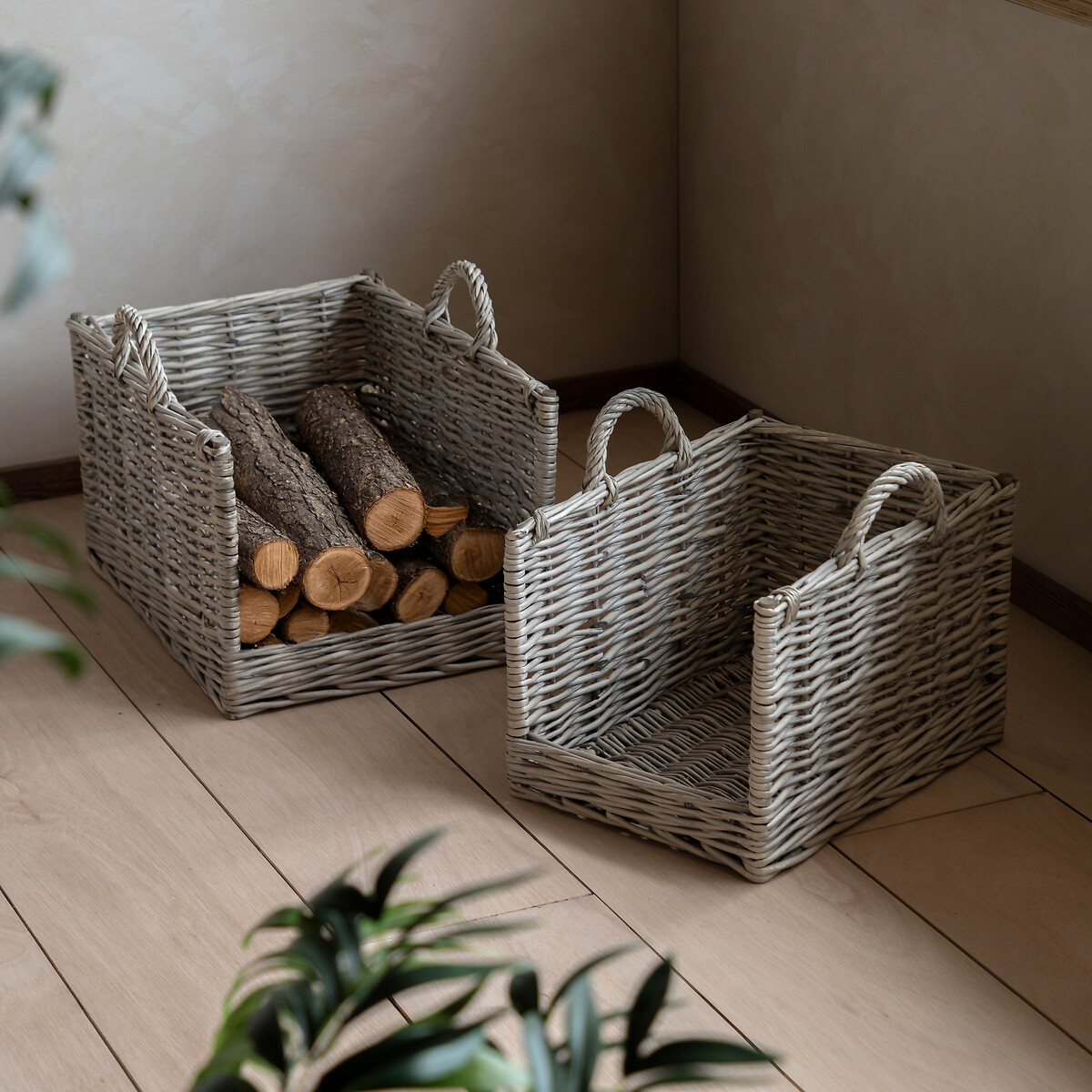 Set of 2 Corte Log Baskets brown , ÉDITÉ