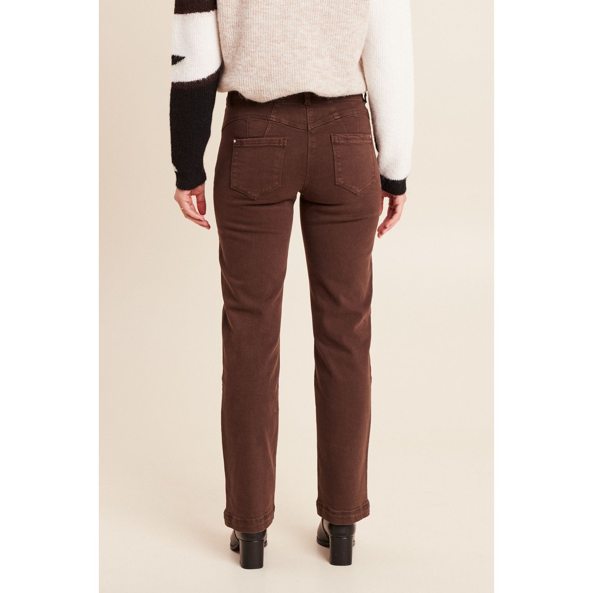 Jean taille haute marron foncé, BREAL
