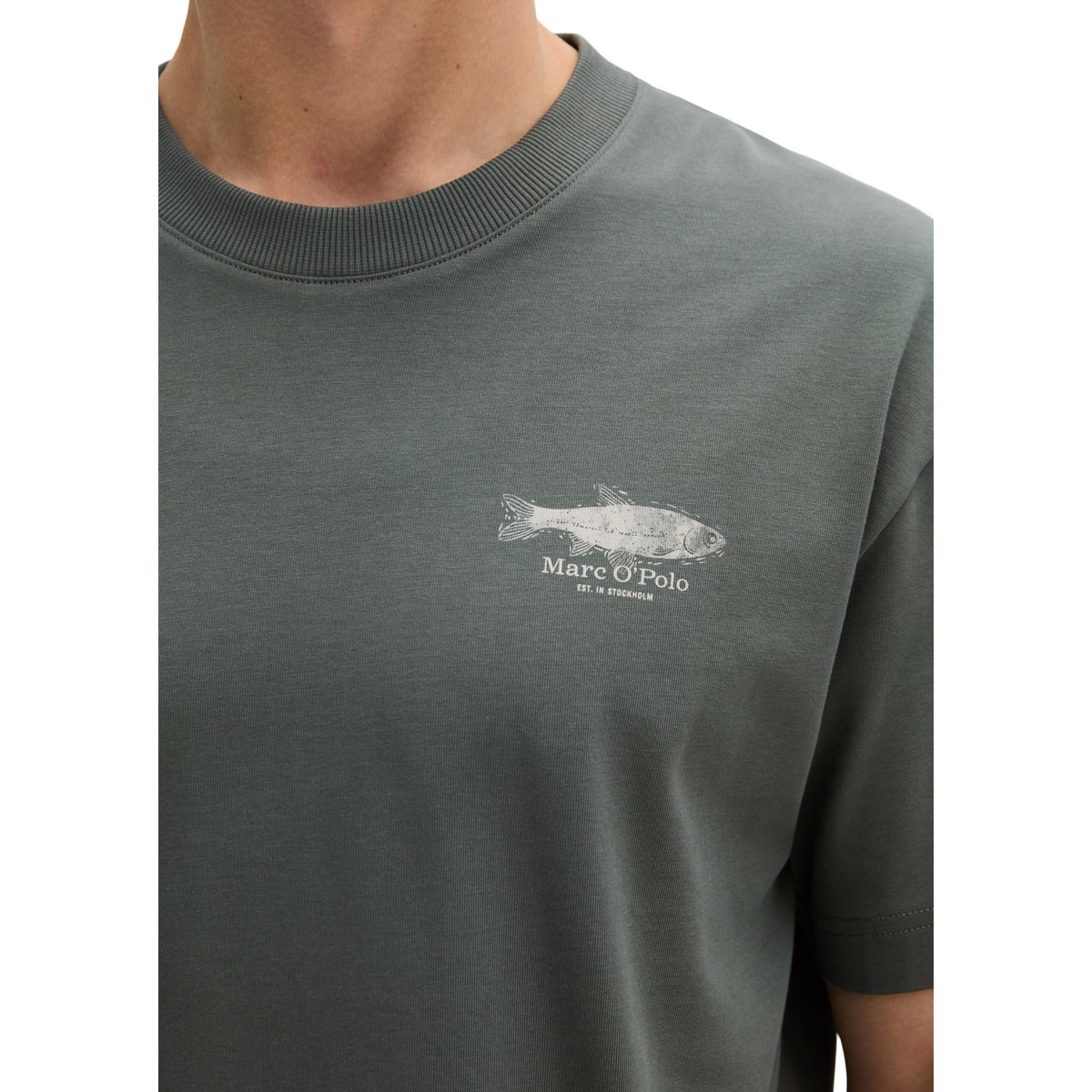 T-shirt loose avec imprimé dos de fruits de mer gris foncé, MARC O'POLO