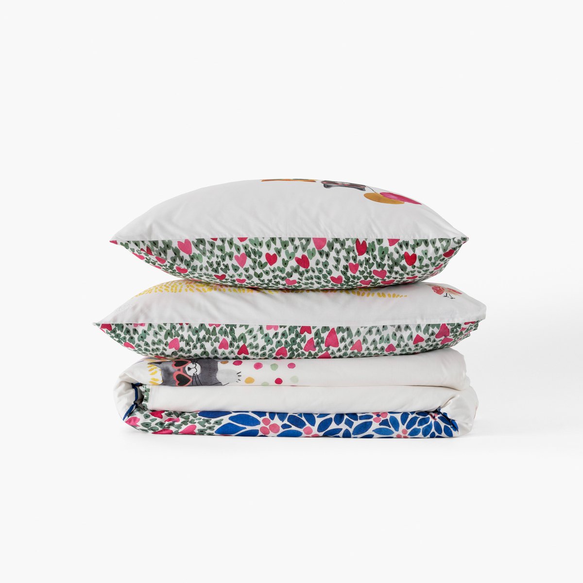 Drap housse coton EUPHORY imprimé, CARRE BLANC