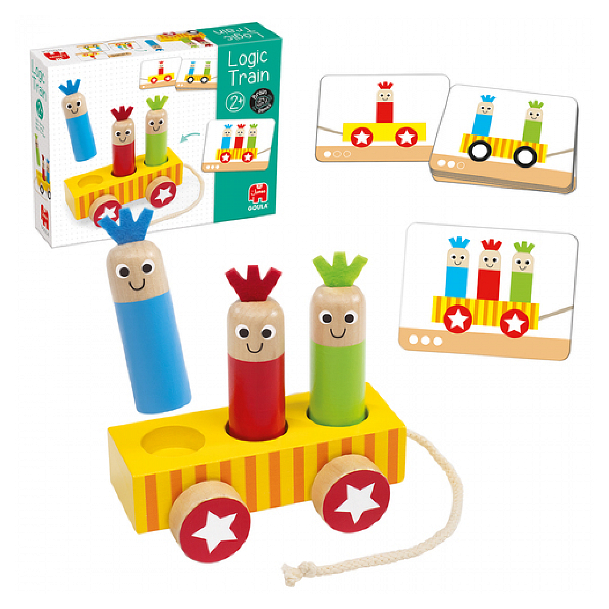 Logic train en bois a assembler couleur unique, GOULA