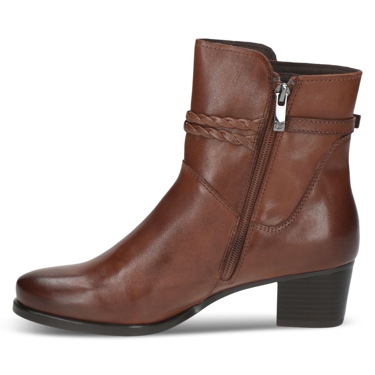Bottine talon bloc marron mocca combiné, CAPRICE