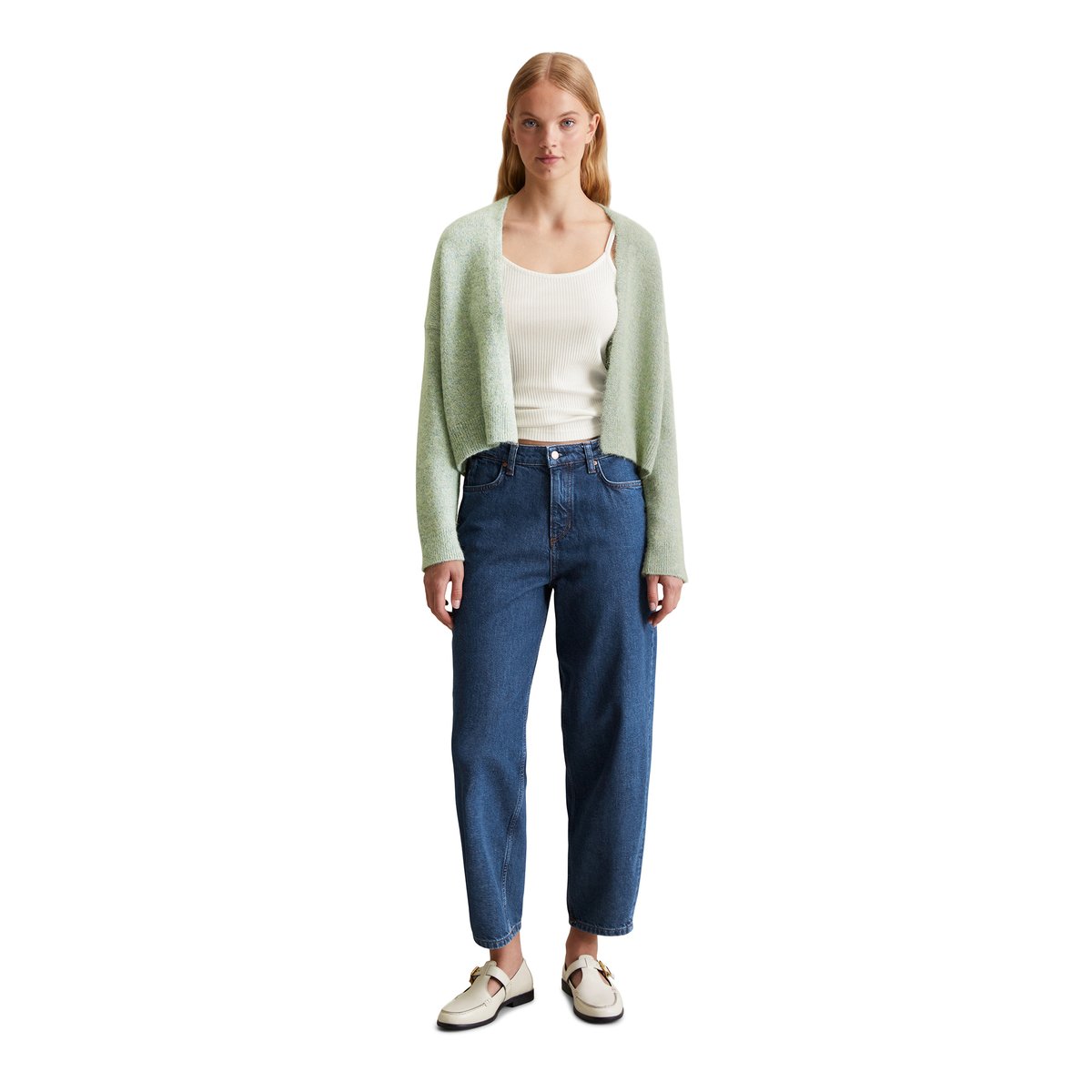 Cardigan loose en fil de coton multicolore vert, MARC O’POLO DENIM