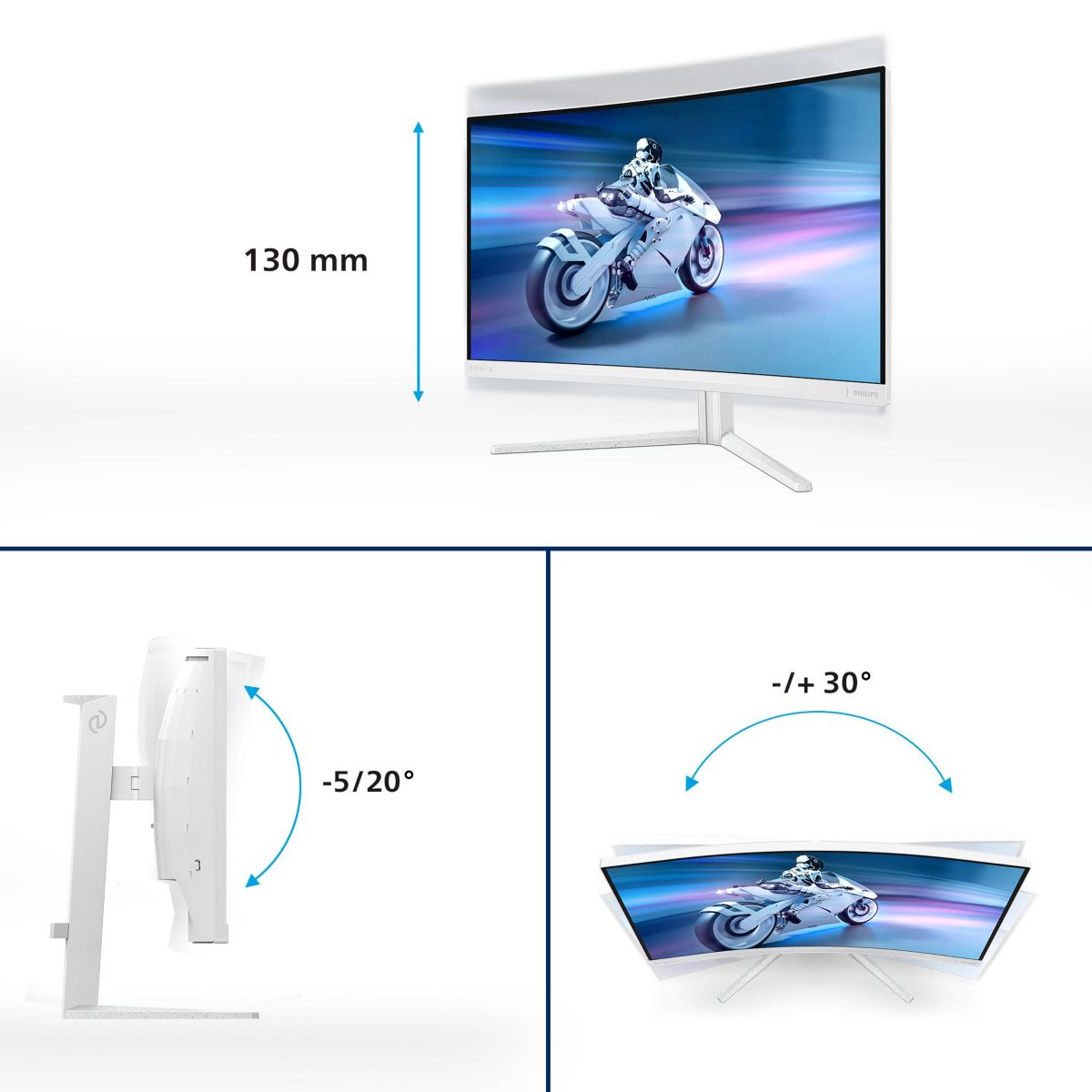 Ecran PC Gamer Evnia 27M2C5501 27" Incurvé QHD 180Hz Fast VA HDR10 Ambiglow couleur unique, PHILIPS