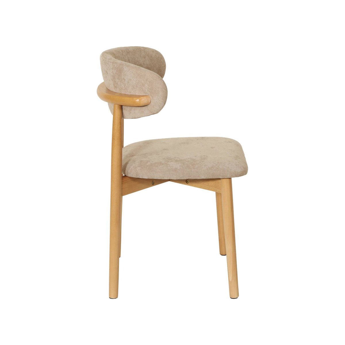 Chaise bois d'hévéa naturel et tissu chenille (lot de 2) PAOLA naturel, SWEEEK