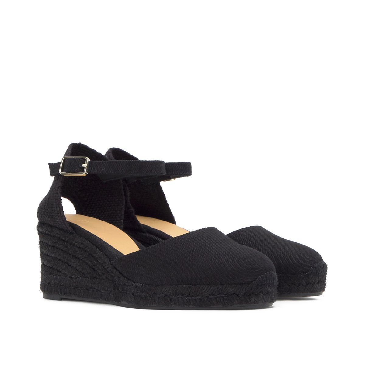 Espadrilles compensées à bride cheville et talon tressé CAROL PLATFORM noir foncé, CASTANER