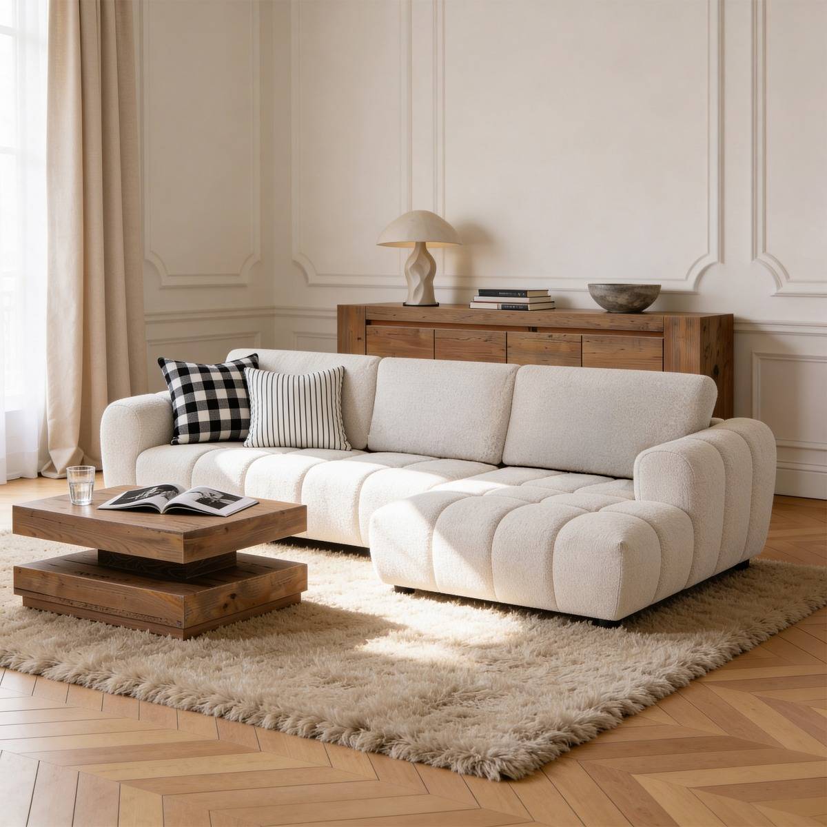 Canapé en tissu SYREL beige, MADE IN MEUBLES 