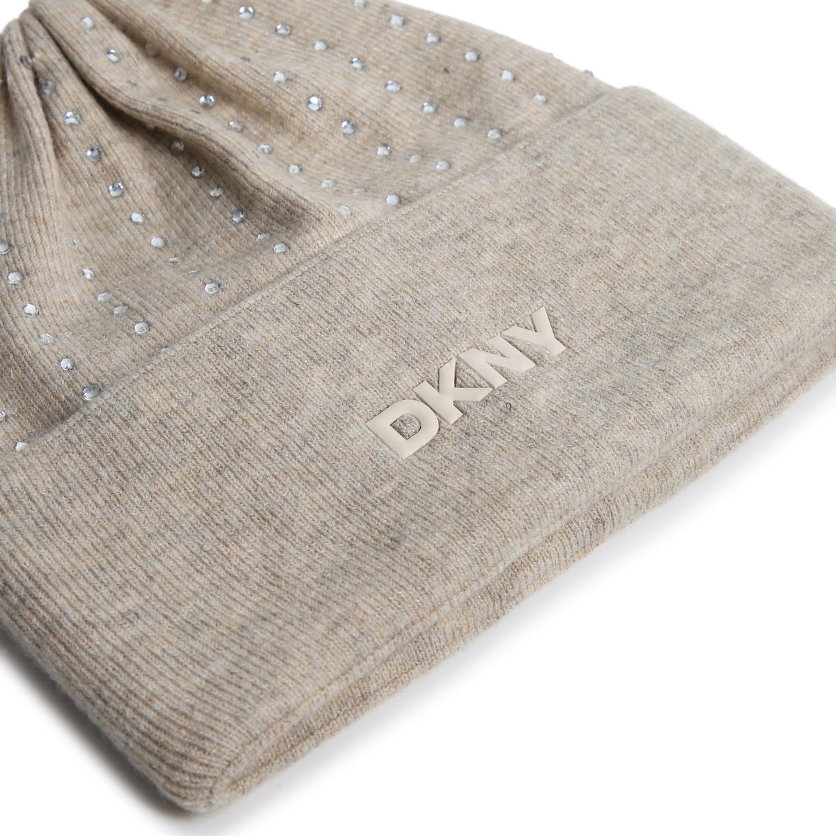 Bonnet en tricot beige chine, DKNY
