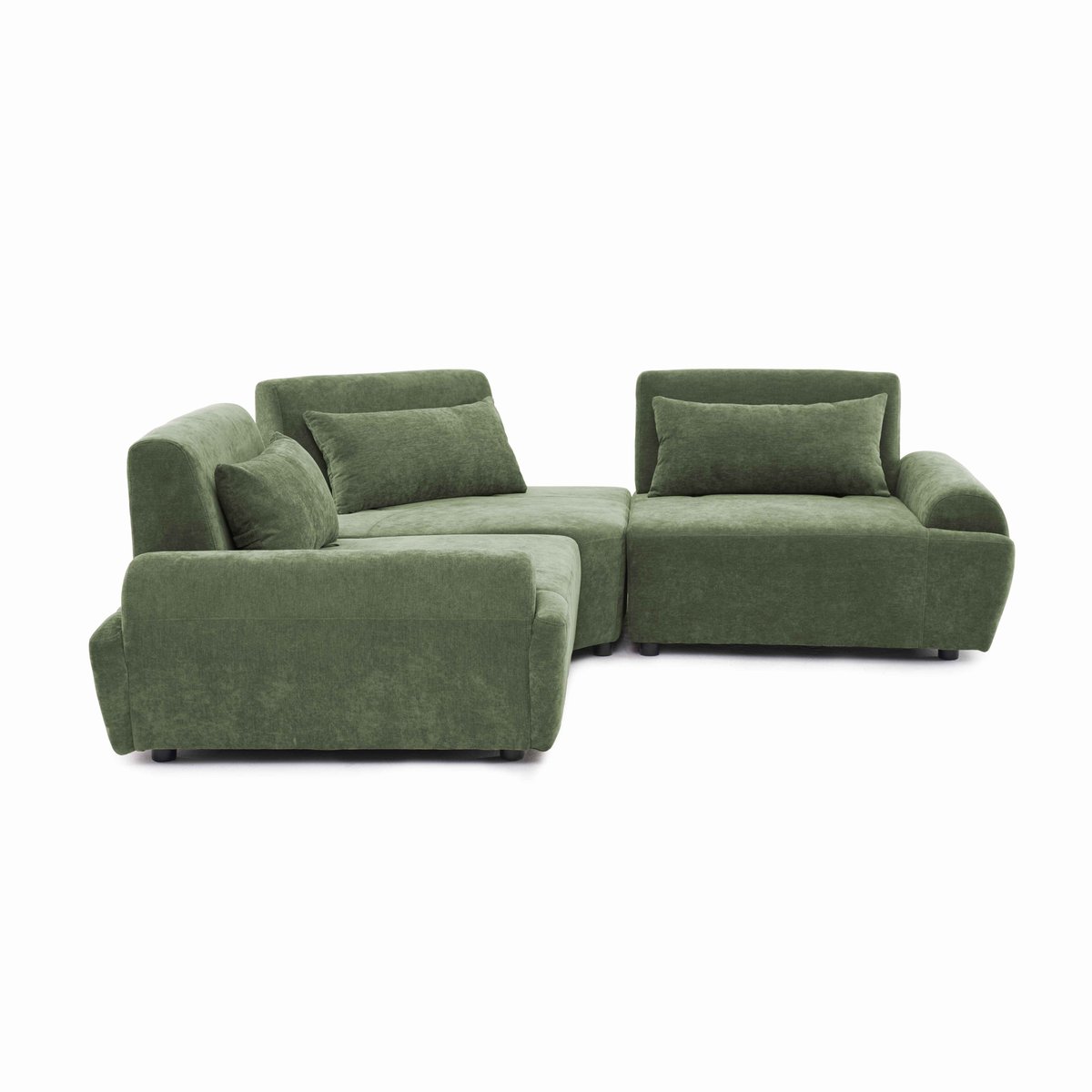 Canapé modulable d'angle 3 places en tissu avec coussins dossier ajustable, CALLISTO vert, OVIALA