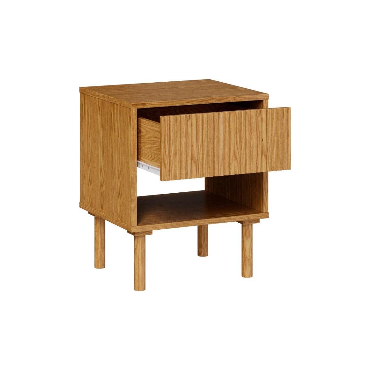Table de chevet en bois d'hévéa massif 1 tiroir - INÈS bois naturel, MAISON PAVANE