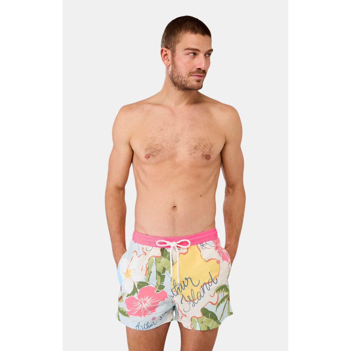 Short de bain en polyester recyclé Arthur Island multicolore, ARTHUR