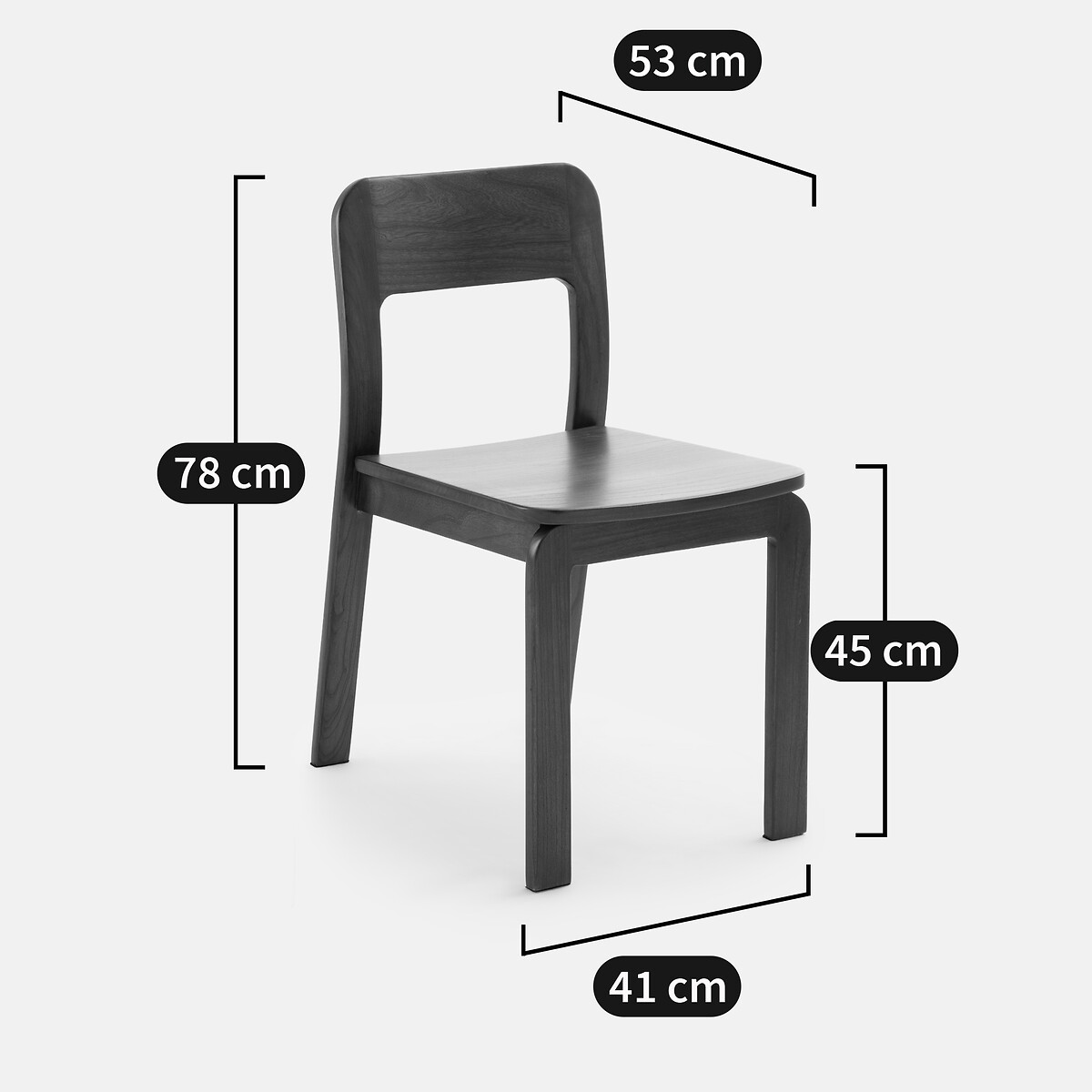 Chaise en bouleau massif teinté, Talet bleu, LA REDOUTE INTERIEURS