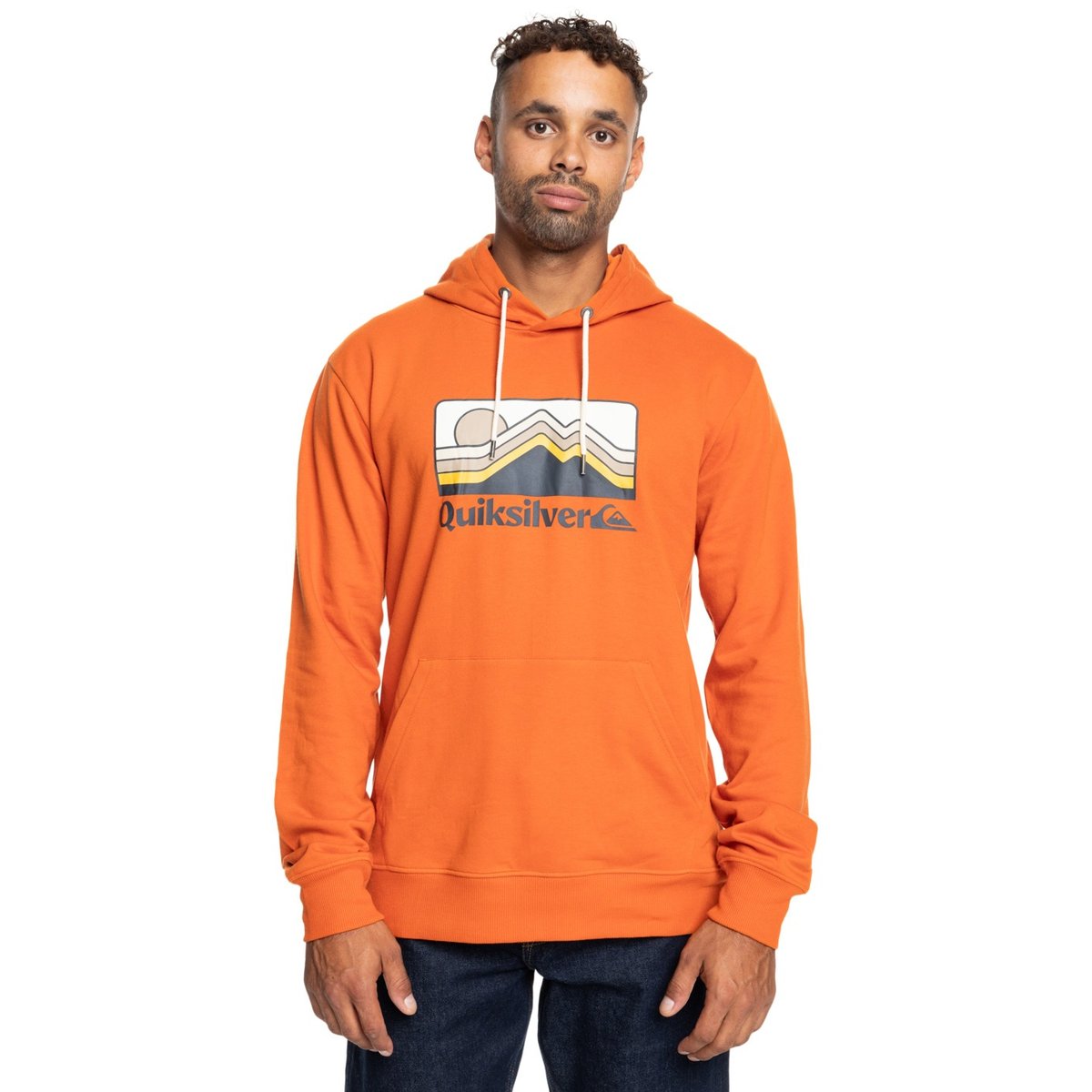 Sweat à capuche QS GRADIENT MOUNTAINS marron gold flame, QUIKSILVER