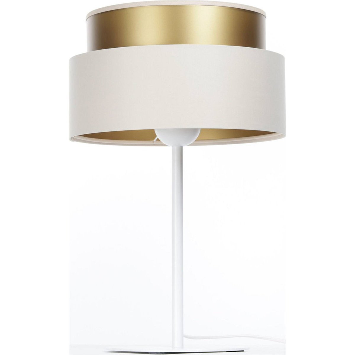 Lampe à poser ronde en tissu, DUO ELLEGANT crème satin avec intérieur cuivre, BPS KONCEPT
