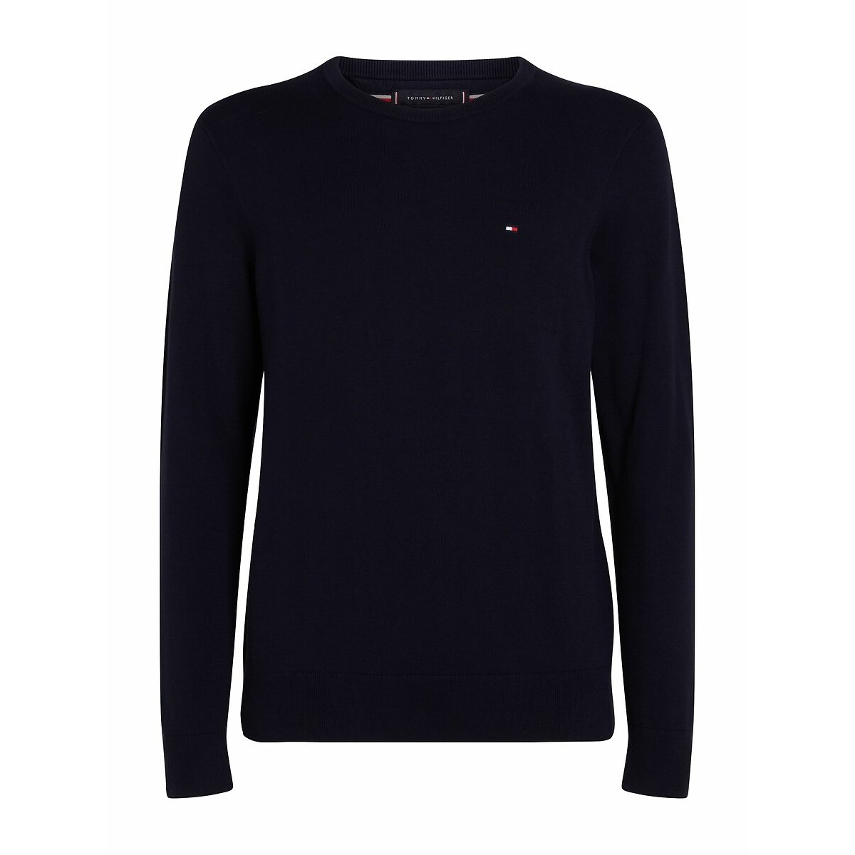 Pull col rond en coton bleu foncé, TOMMY HILFIGER