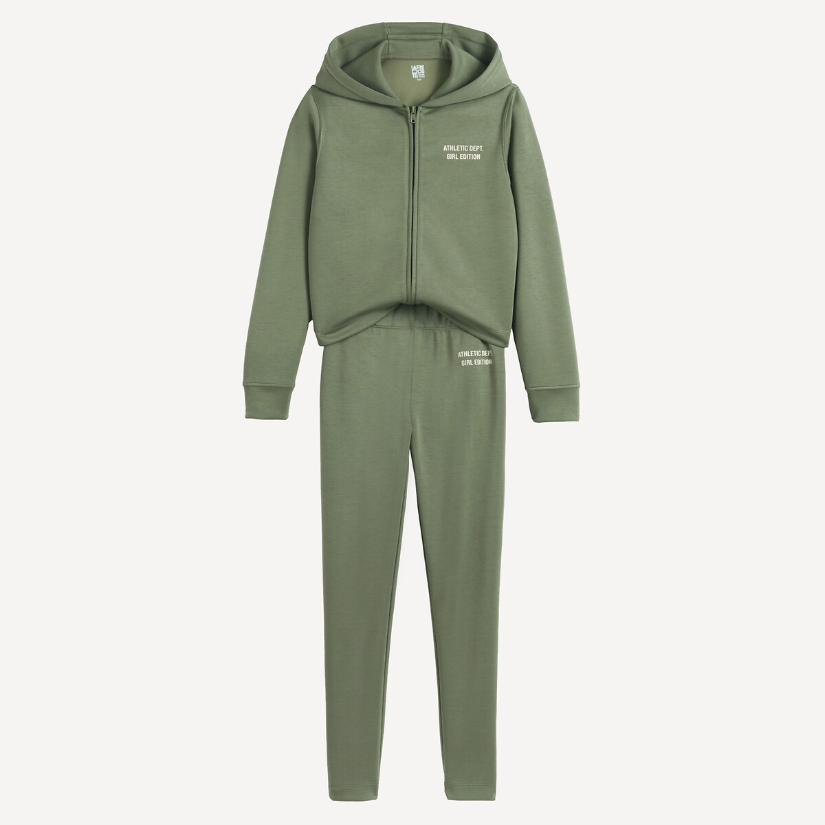 2-delige set, zip-up hoodie en fleece legging kaki   , LA REDOUTE COLLECTIONS