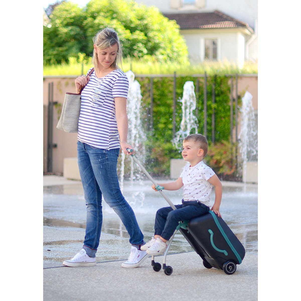 Valise enfant avec assise de voyage noir, vert, BEABA