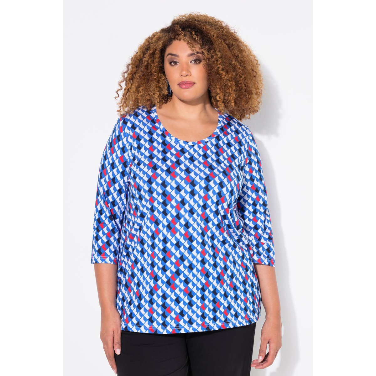 T-shirt long imprimé marine, ULLA POPKEN