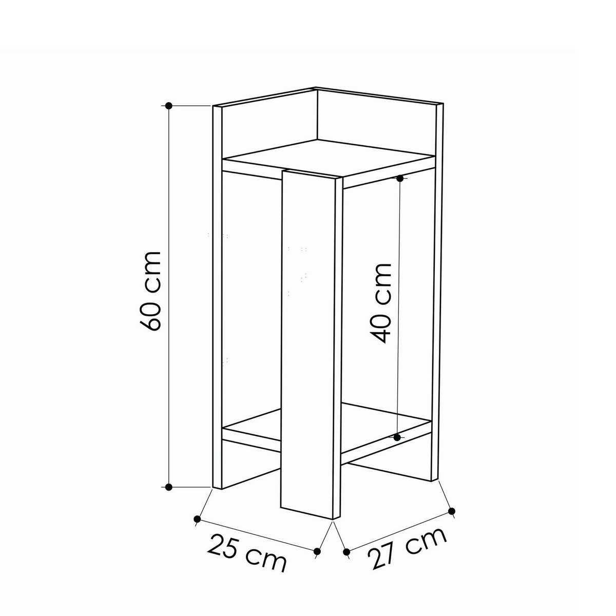 Table de chevet d'angle droit 2 niveaux ELOS taupe, TOILINUX
