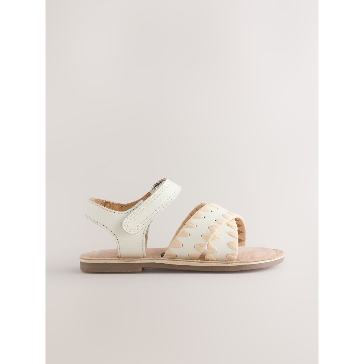 Sandales en cuir à fermeture scratch blanc, NEXT