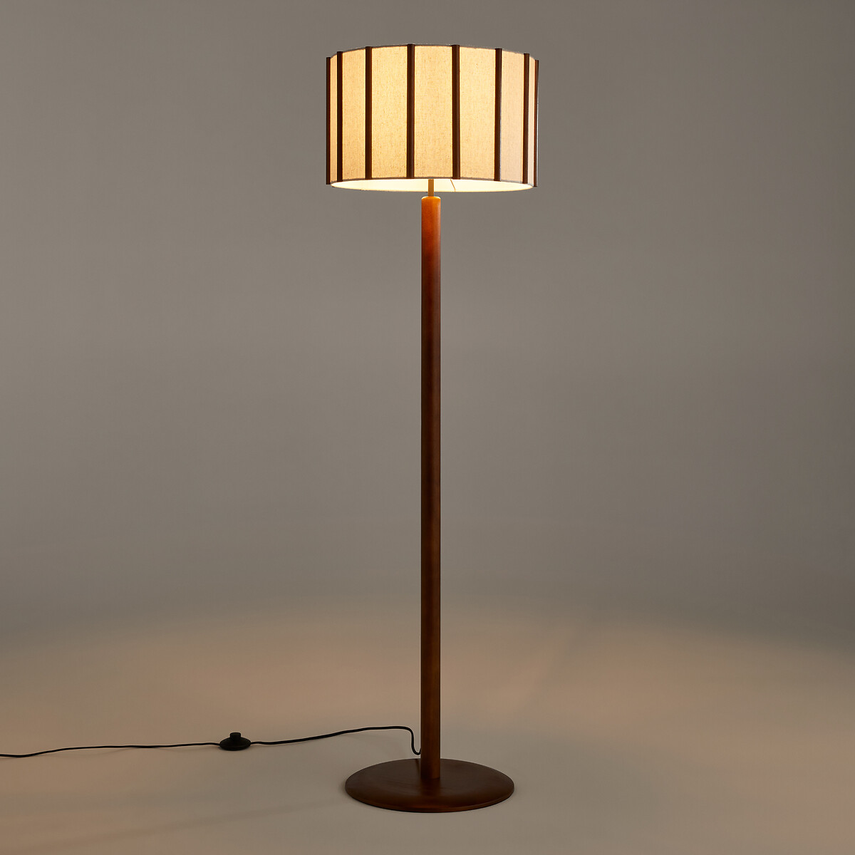 Lampadaire en hévéa et lin, Vintela marron, LA REDOUTE INTERIEURS