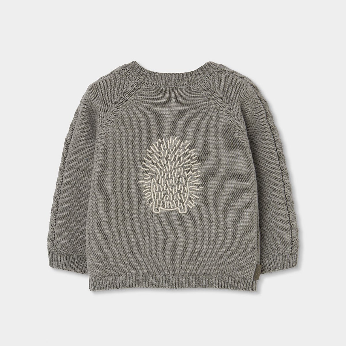 Pull bébé garçon avec broderie hérisson vert, BOBOLI