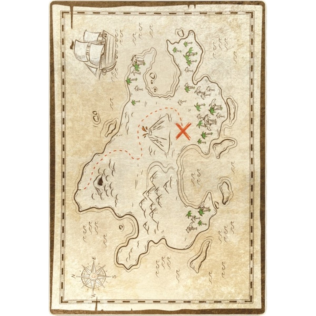 Tapis chambre enfant Carte Tresor beige, EDEN