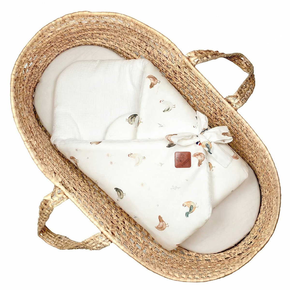 Gigoteuse d'emmaillotage GALLINA écru – motif poules champêtre, SEVIRA KIDS