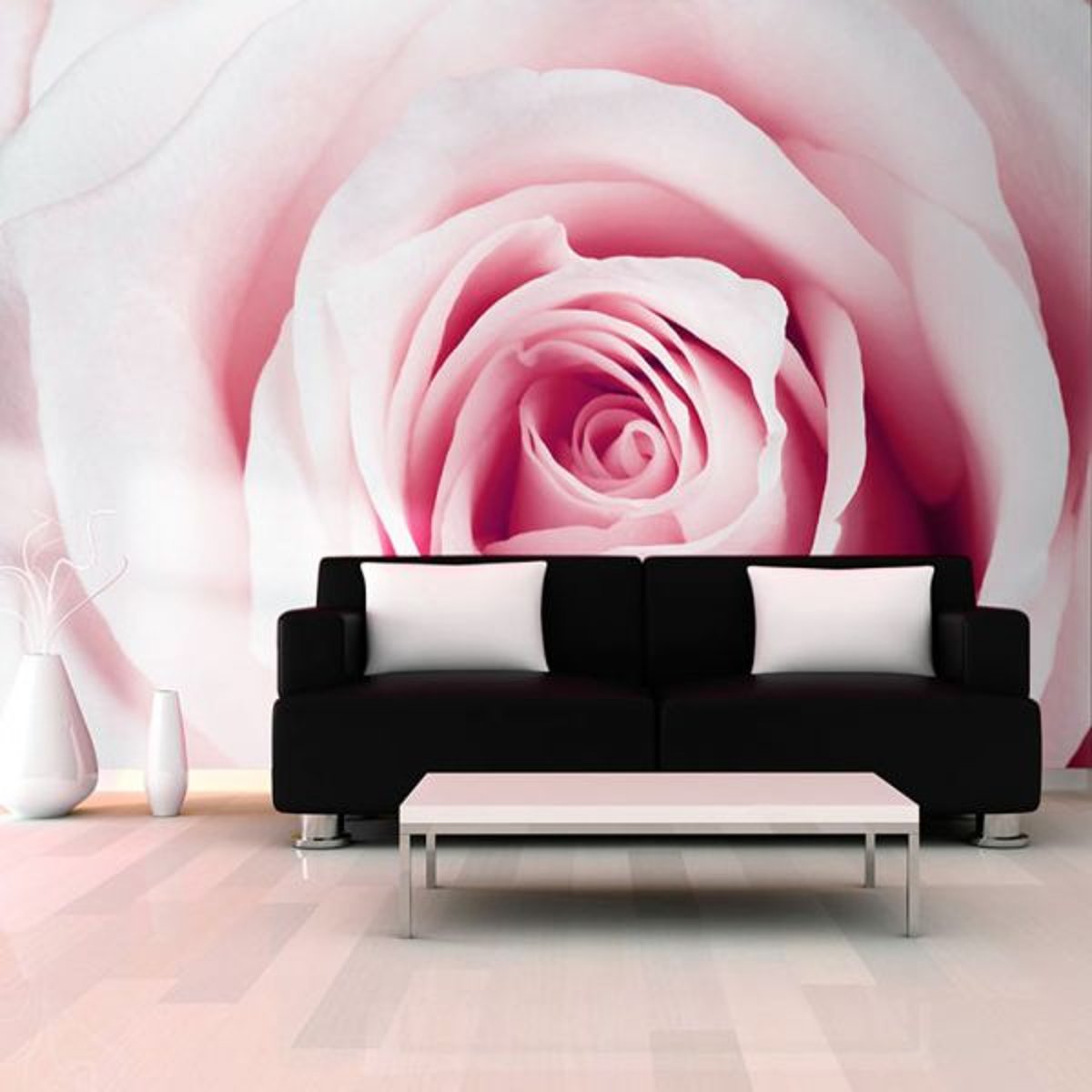 Papier peint intissé panoramique Fleurs Rose maze rose, EDEN