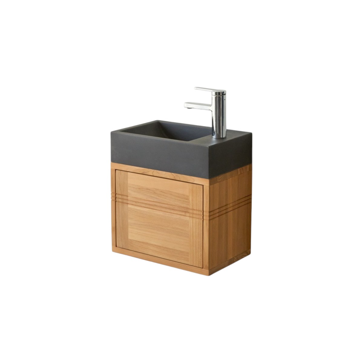 Meuble Salle De Bain en Teck massif, BASIC noir, TIKAMOON