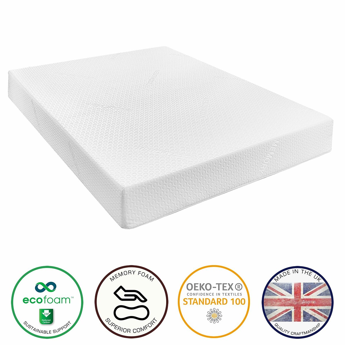 Kids Memory Foam Mattress with Easy Clean Cover white, ASPIRE