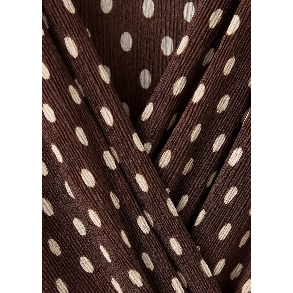 Blouse croisée pois marron, MANGO