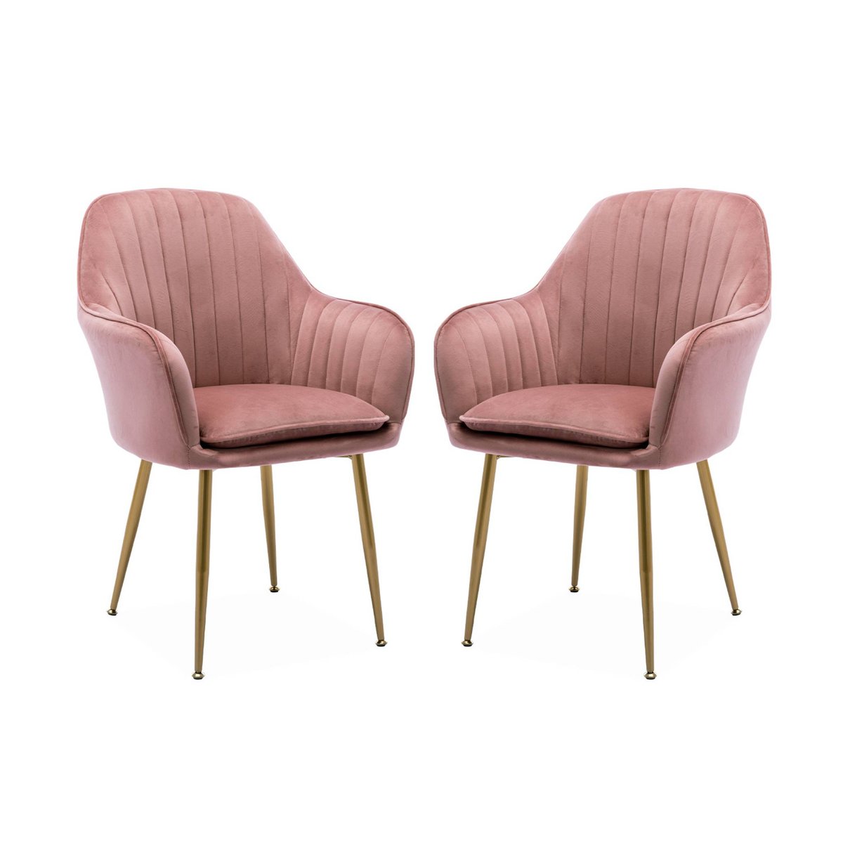 Fauteuil velours et pieds métal (lot de 2) SHELLA vieux rose, SWEEEK