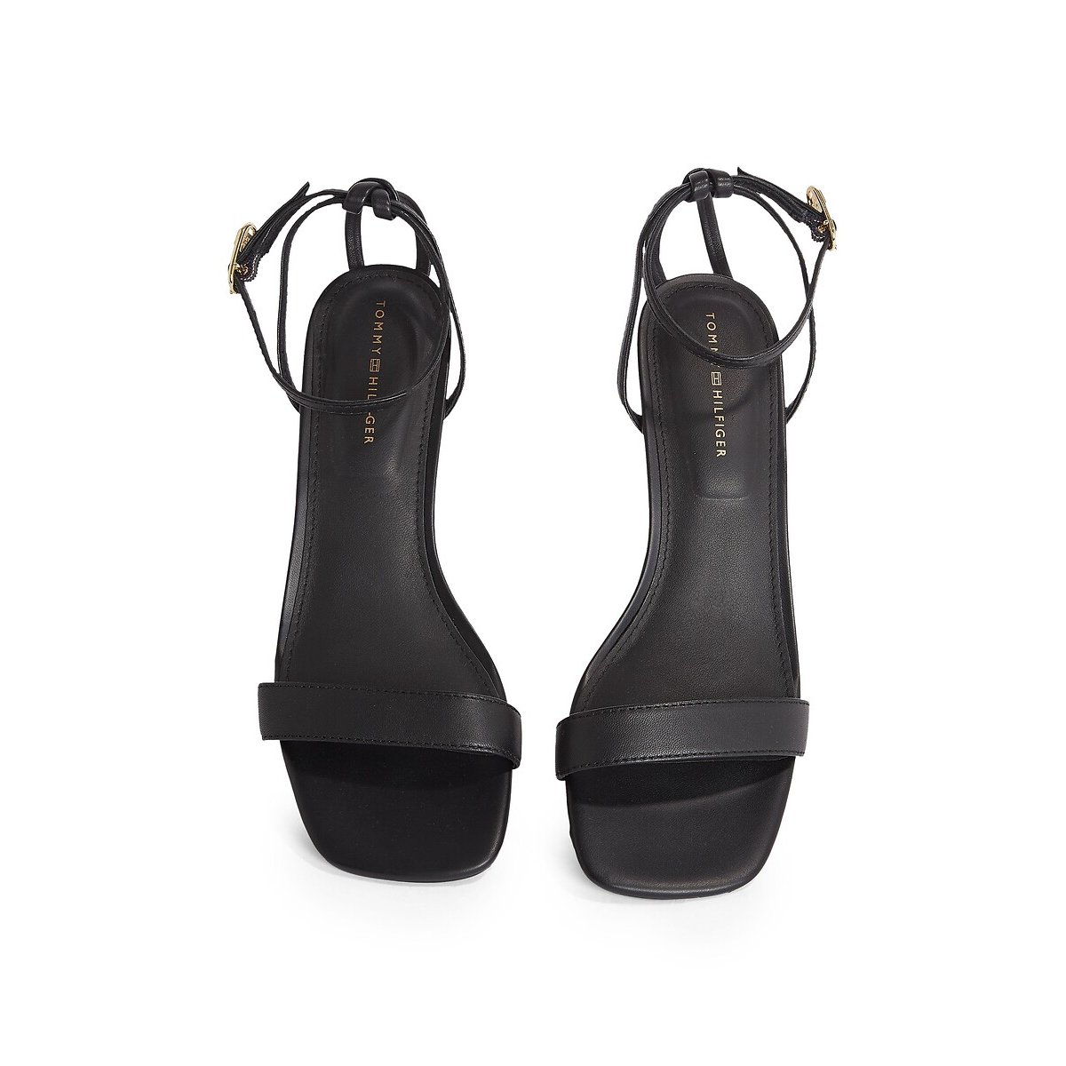 Leather Kitten Heel Sandals black, TOMMY HILFIGER