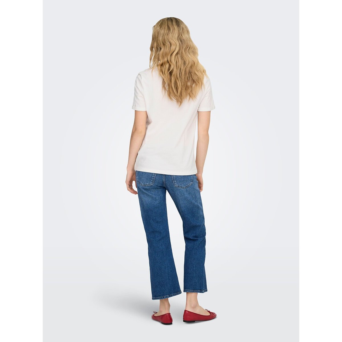 T-shirt met borduursel op de borst wit, ONLY