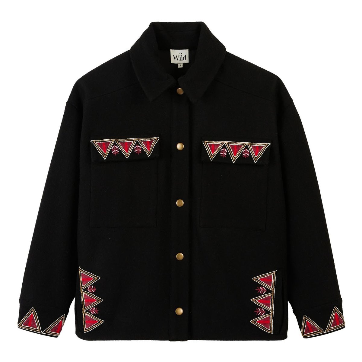 Veste courte à motifs et perles aztèques BELLAMY noir, WILD