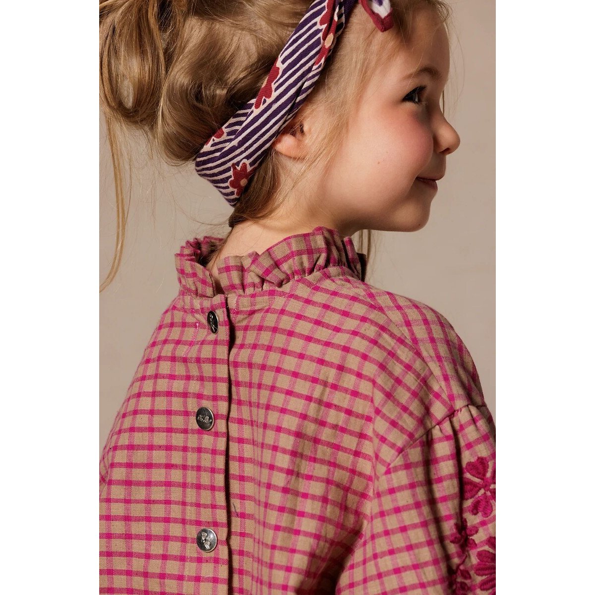 Blouse manches longues à carreaux TILDAK rose, APACHES COLLECTIONS