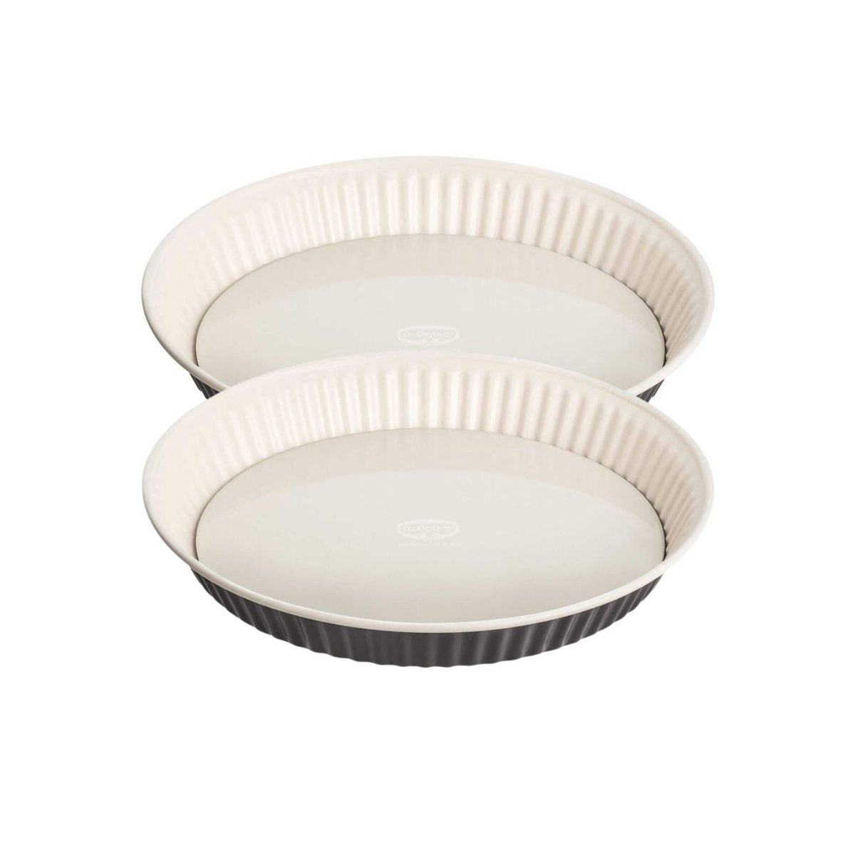 Ensemble de 2 Moules à tarte quiche 28 cm en email EXCLUSIVE blanc|noir, DR OETKER