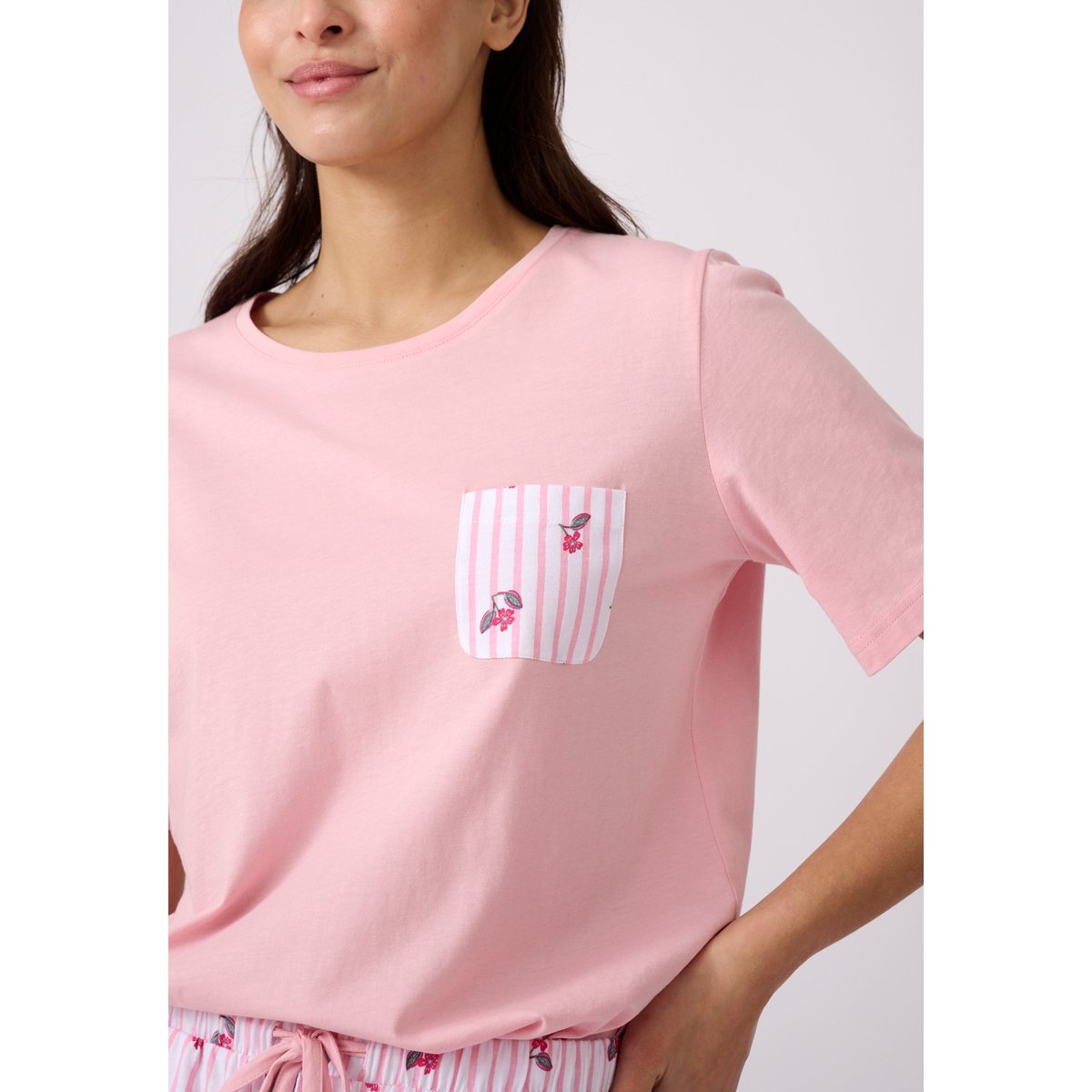 Pyjama en pur coton peigné blanc ecru rayé, DAMART
