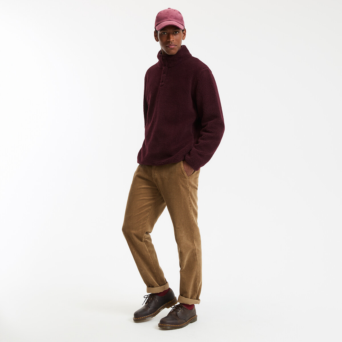 Sherpa High Neck Sweatshirt burgundy, LA REDOUTE COLLECTIONS