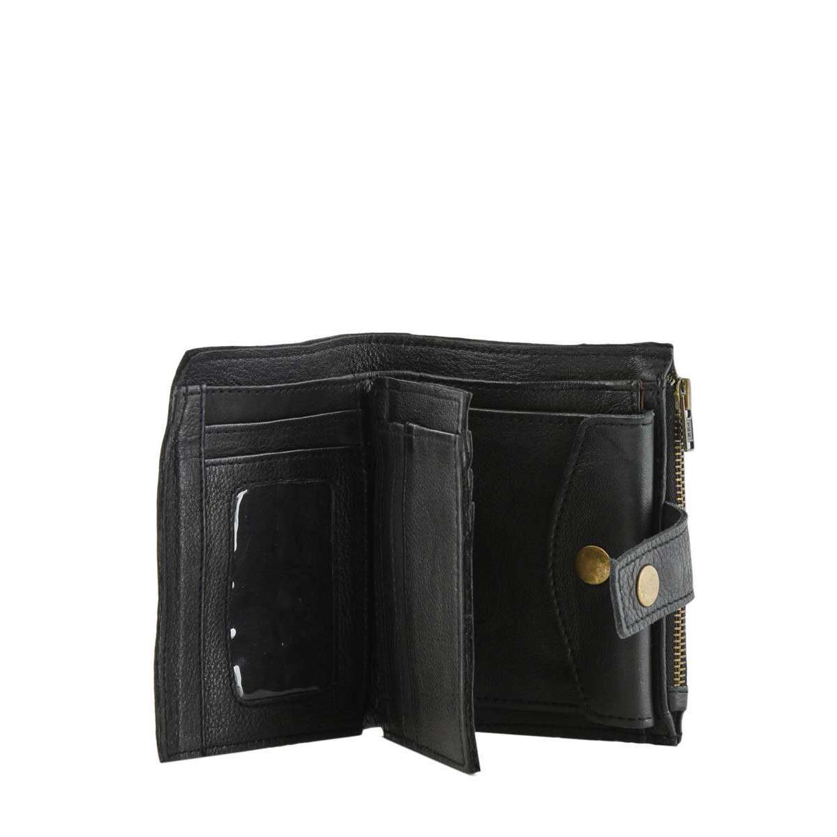 Porte-monnaie porte-cartes Cow cuir black, BASILIC PEPPER