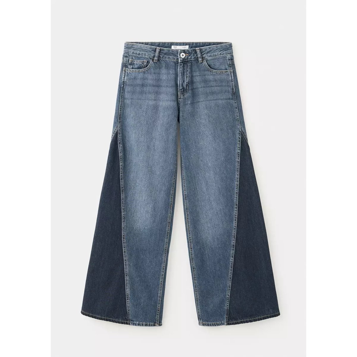 Jean wide leg à panneaux contrastants bleu foncé, MANGO TEEN