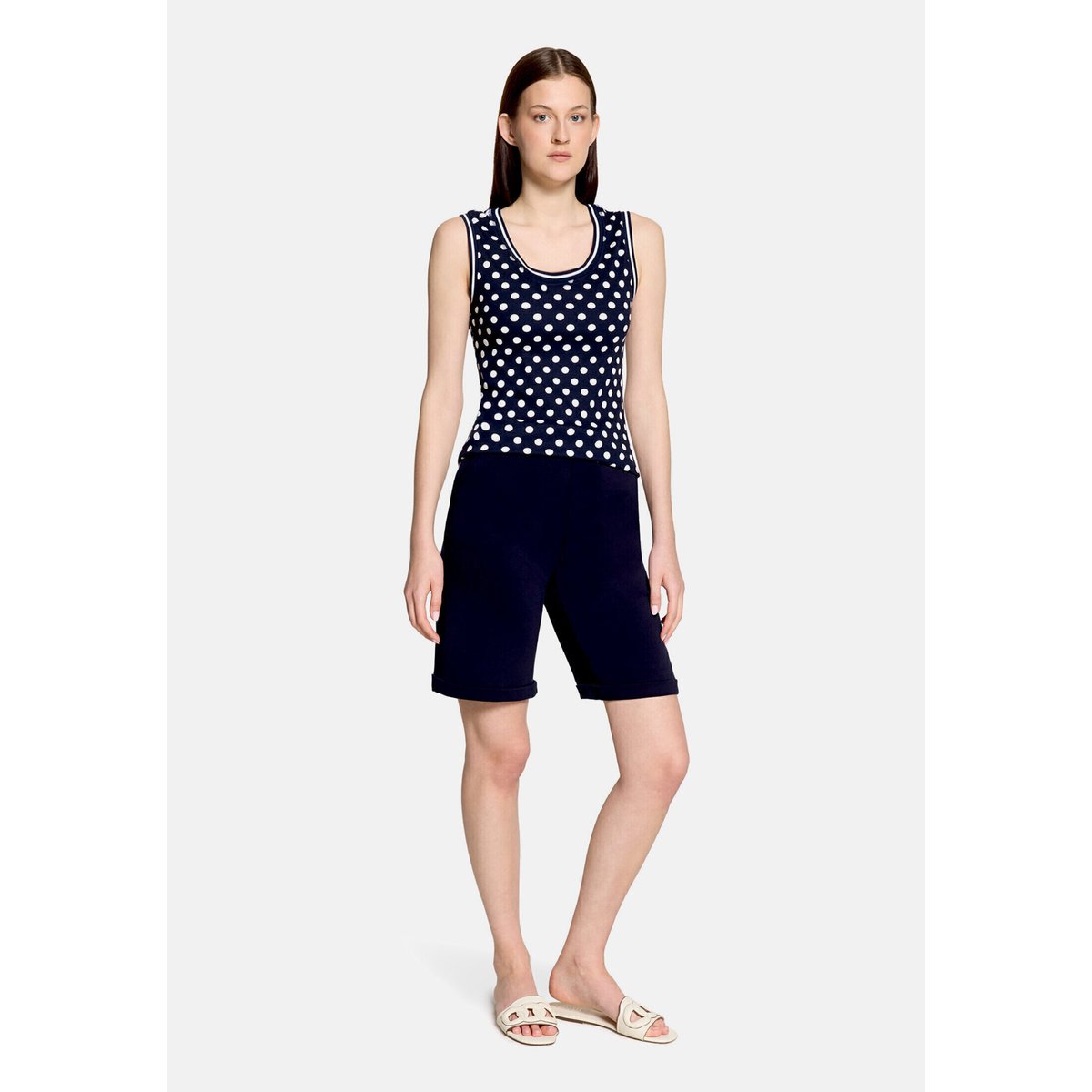 Top à bretelles à bordures côtelées bleu/blanc, BETTY BARCLAY