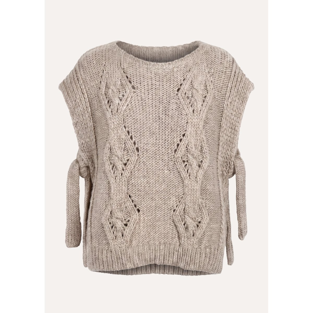 Pull manches courtes col bateau greige, LA FEE MARABOUTEE