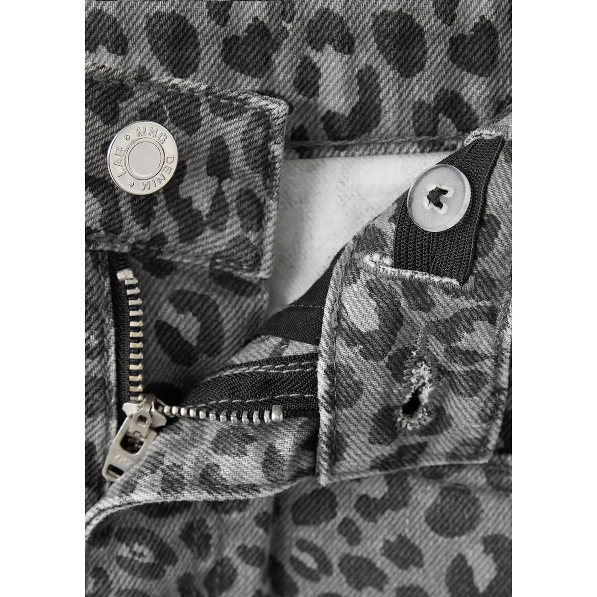Jean droit léopard gris anthracite, MANGO KIDS