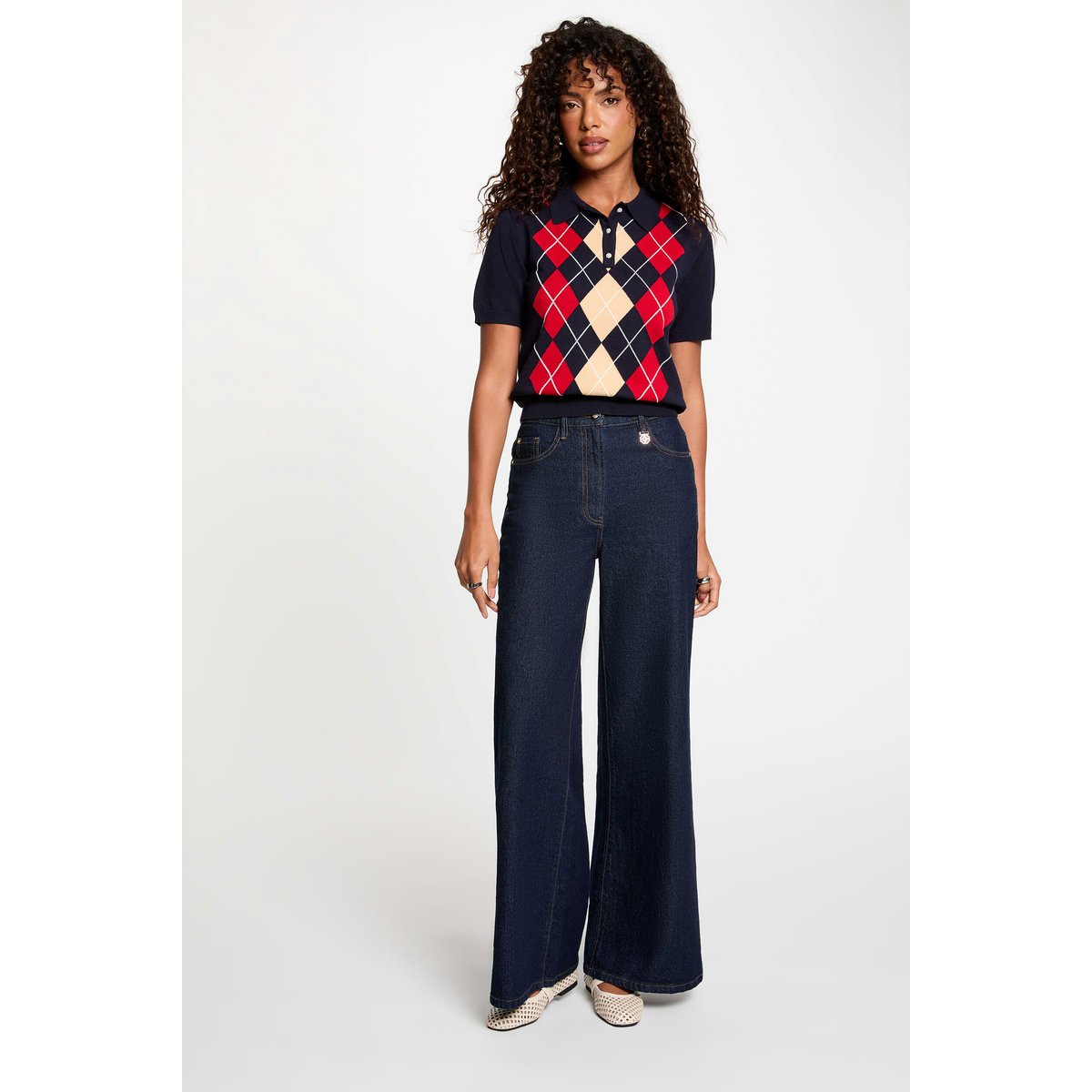 Pull col polo bleu marine, MORGAN